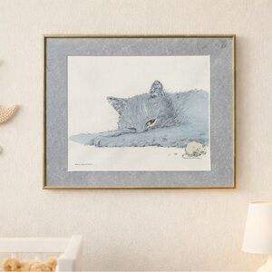 1990 Nancy Chien Eriksen print of cat and mouse